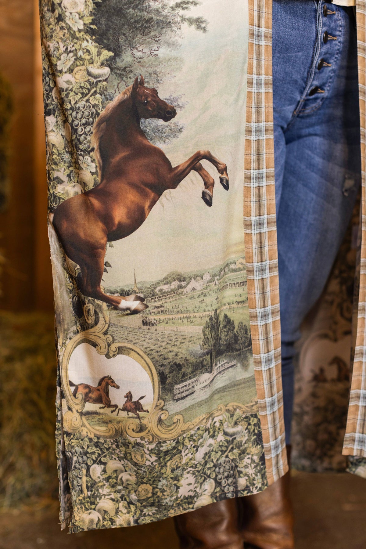 Kimono |Market of Stars |Born to Run Opera Duster Kimono Robe w/ Horse & Flower Print