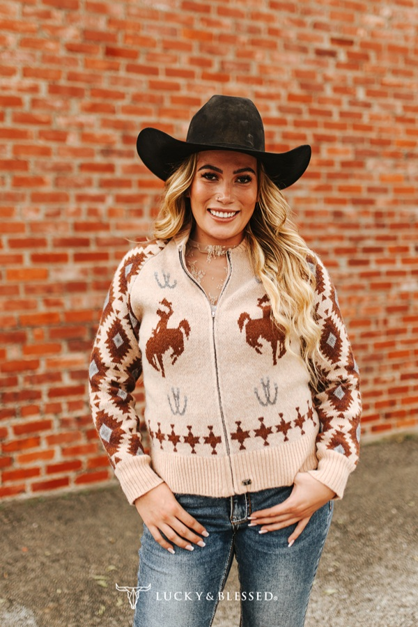 Sweater| Kickin Bronco |Knit Zip-up