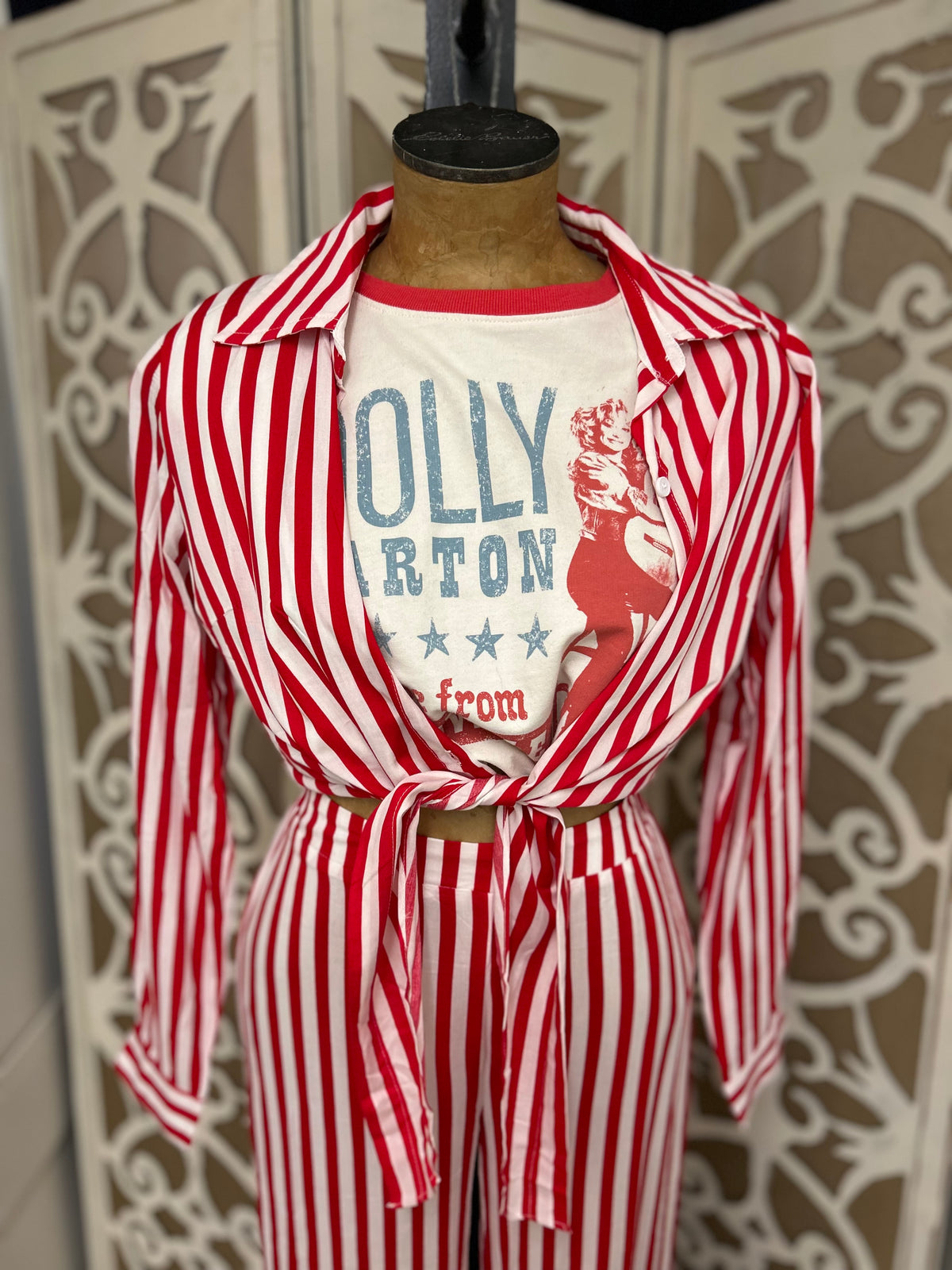 Ladies Blouse |Red Stripe|