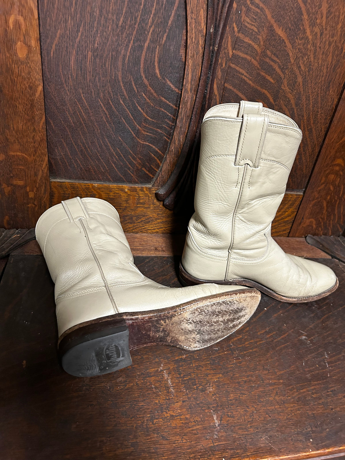 Vintage Ladies Boots|Justin Ropers|Taupe