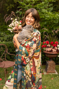 Kimono |Market of Stars| Stay Gold Opera Duster Kimono Robe w/ Rabbits Flowers & Bees