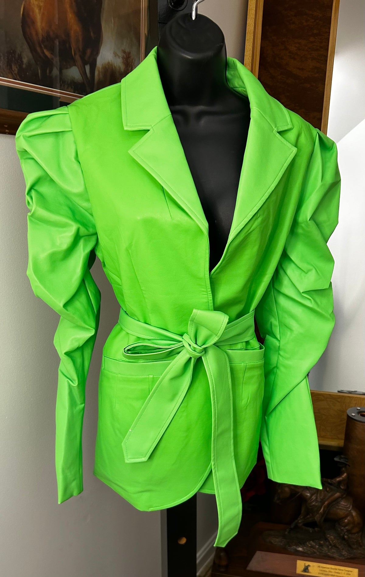 Ladies Blazer| Faux Leather| Neon Green