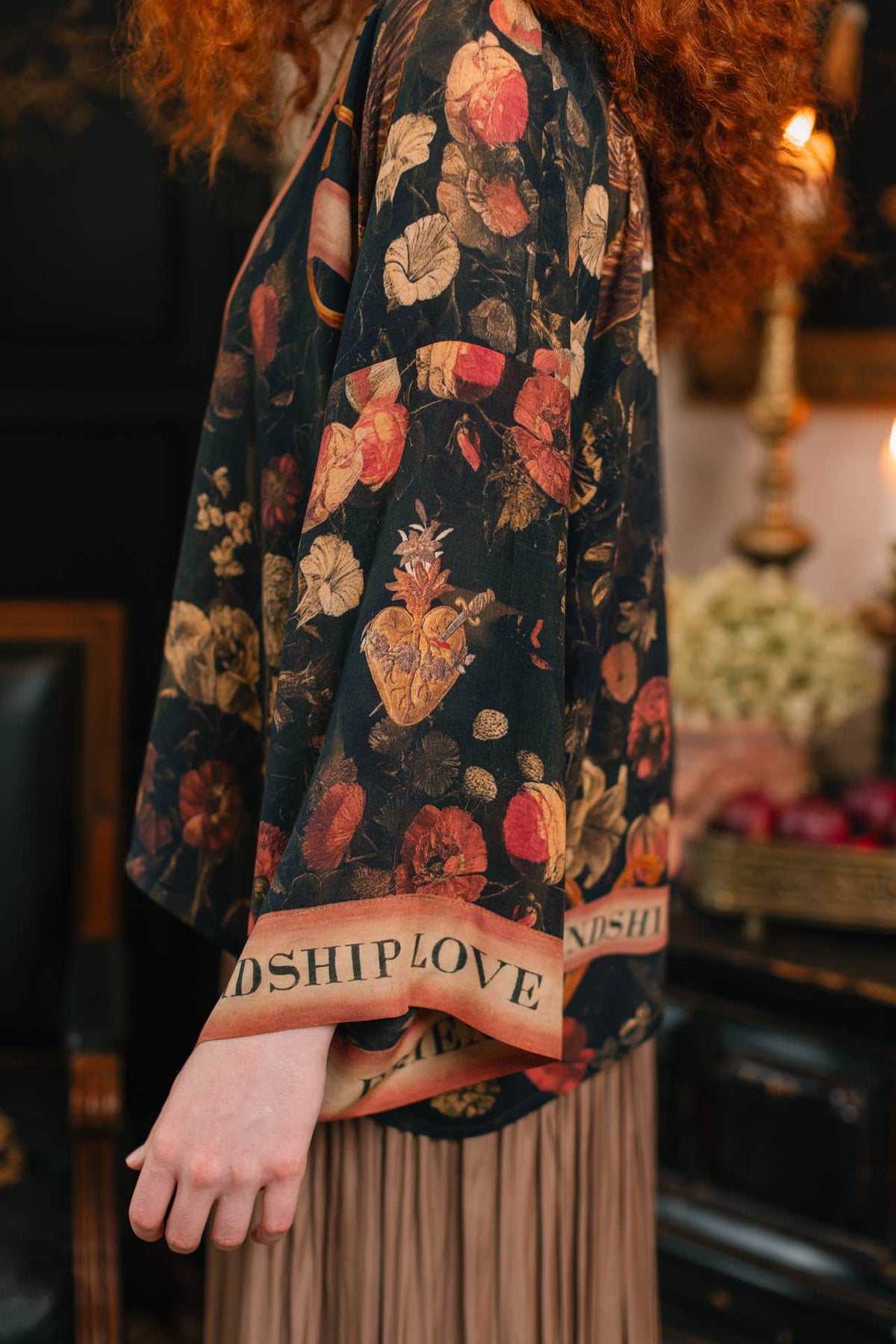 Kimono |Market of Stars|- Heart of Gold Pixie Duster Crop Kimono w/ Sacred Heart
