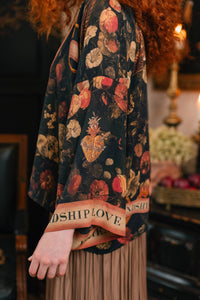 Kimono |Market of Stars|- Heart of Gold Pixie Duster Crop Kimono w/ Sacred Heart