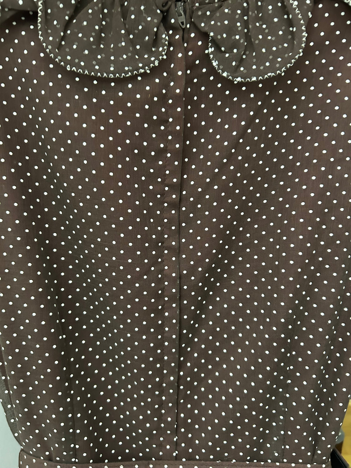 Ladies Dress|Vintage |Brown pin dot ruffle