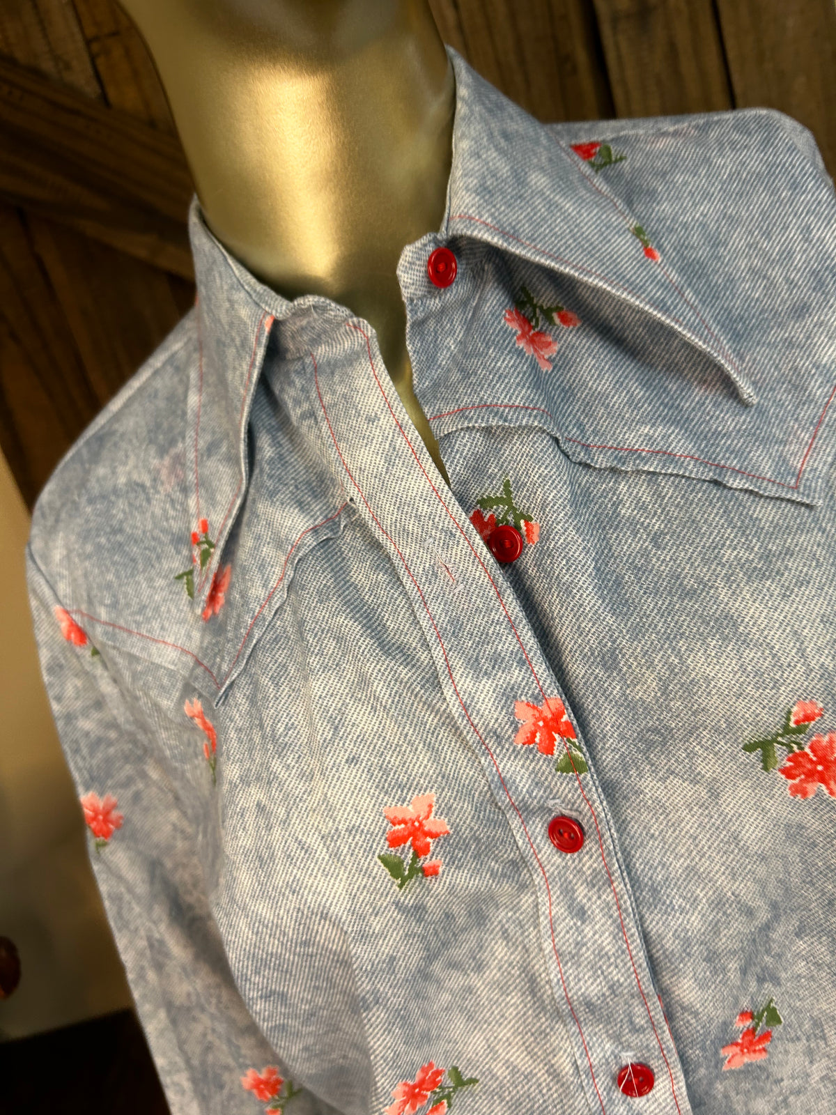 Vintage Ladies Blouse| Denim Rose
