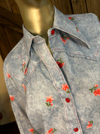 Vintage Ladies Blouse| Denim Rose