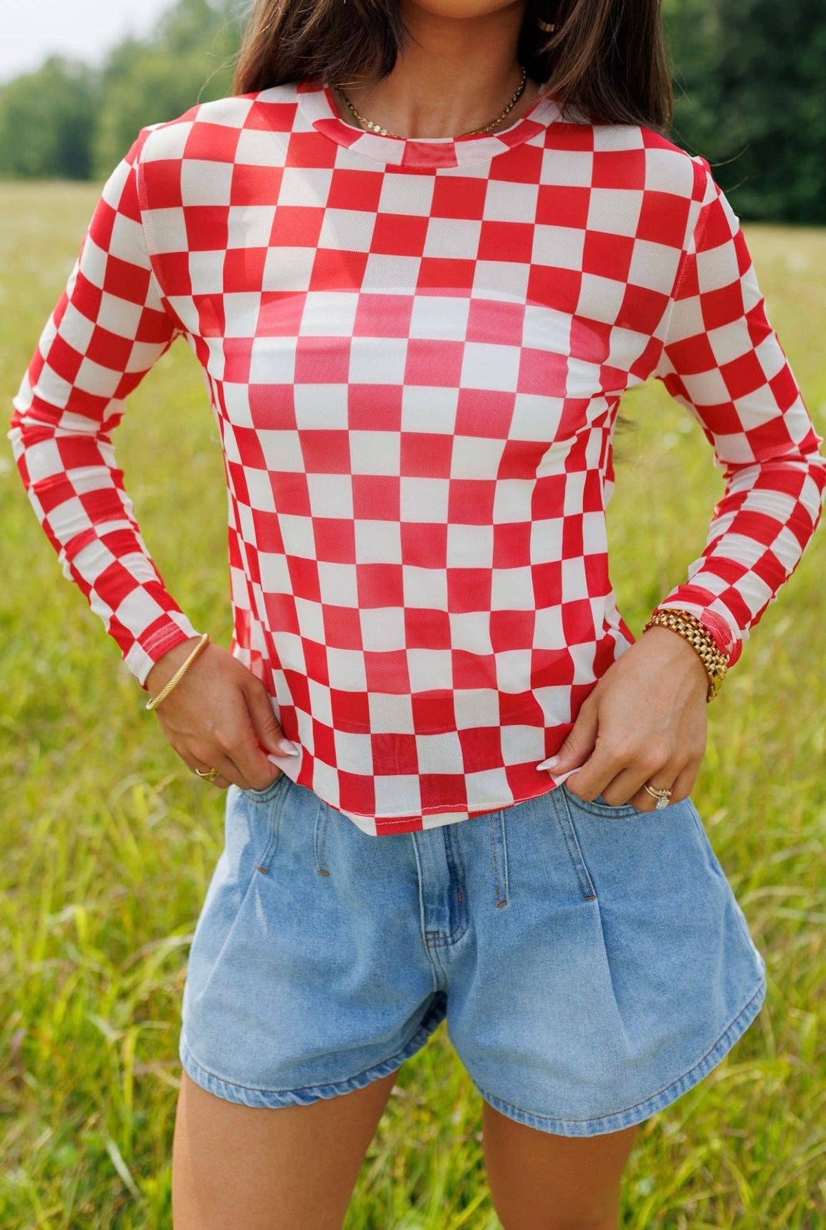 Mesh Top | Red Checkerboard | Mesh Top