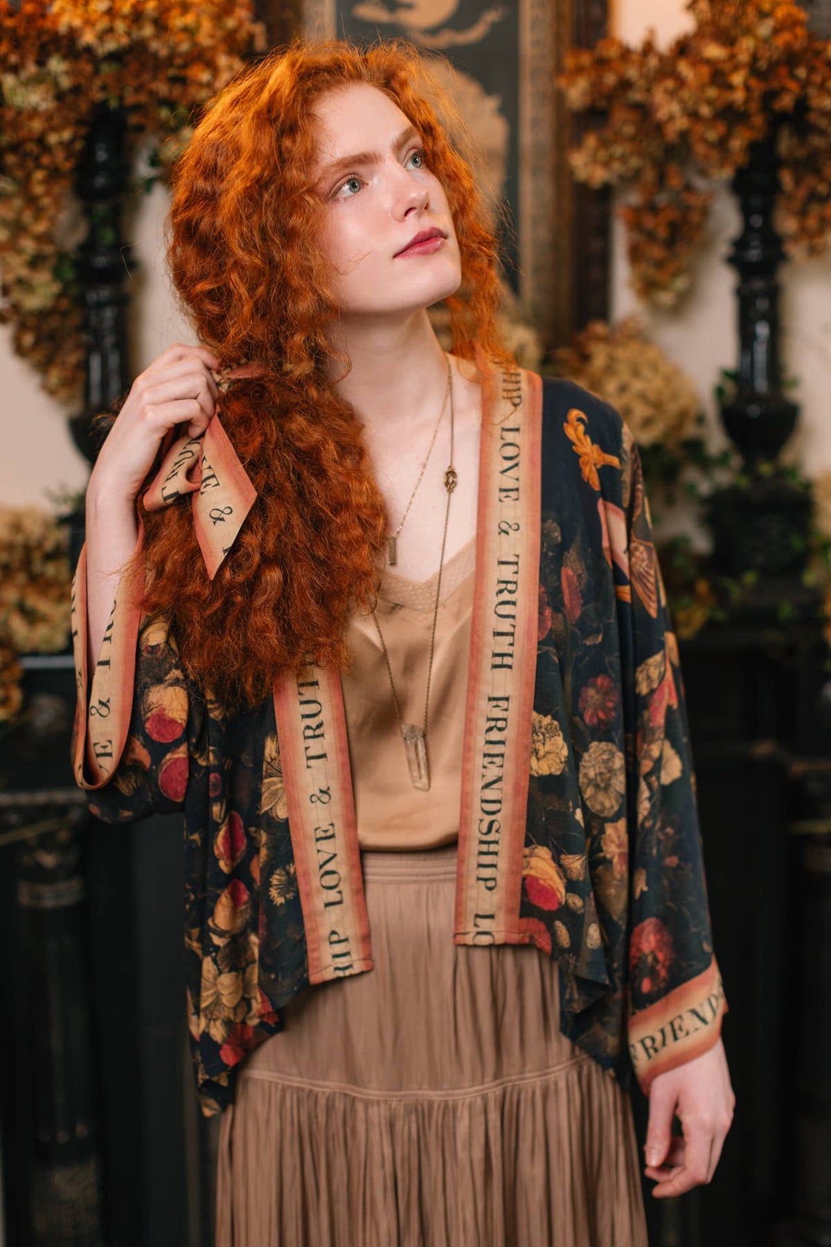 Kimono |Market of Stars|- Heart of Gold Pixie Duster Crop Kimono w/ Sacred Heart