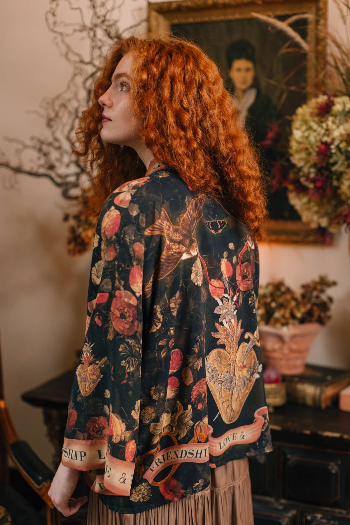 Kimono |Market of Stars|- Heart of Gold Pixie Duster Crop Kimono w/ Sacred Heart