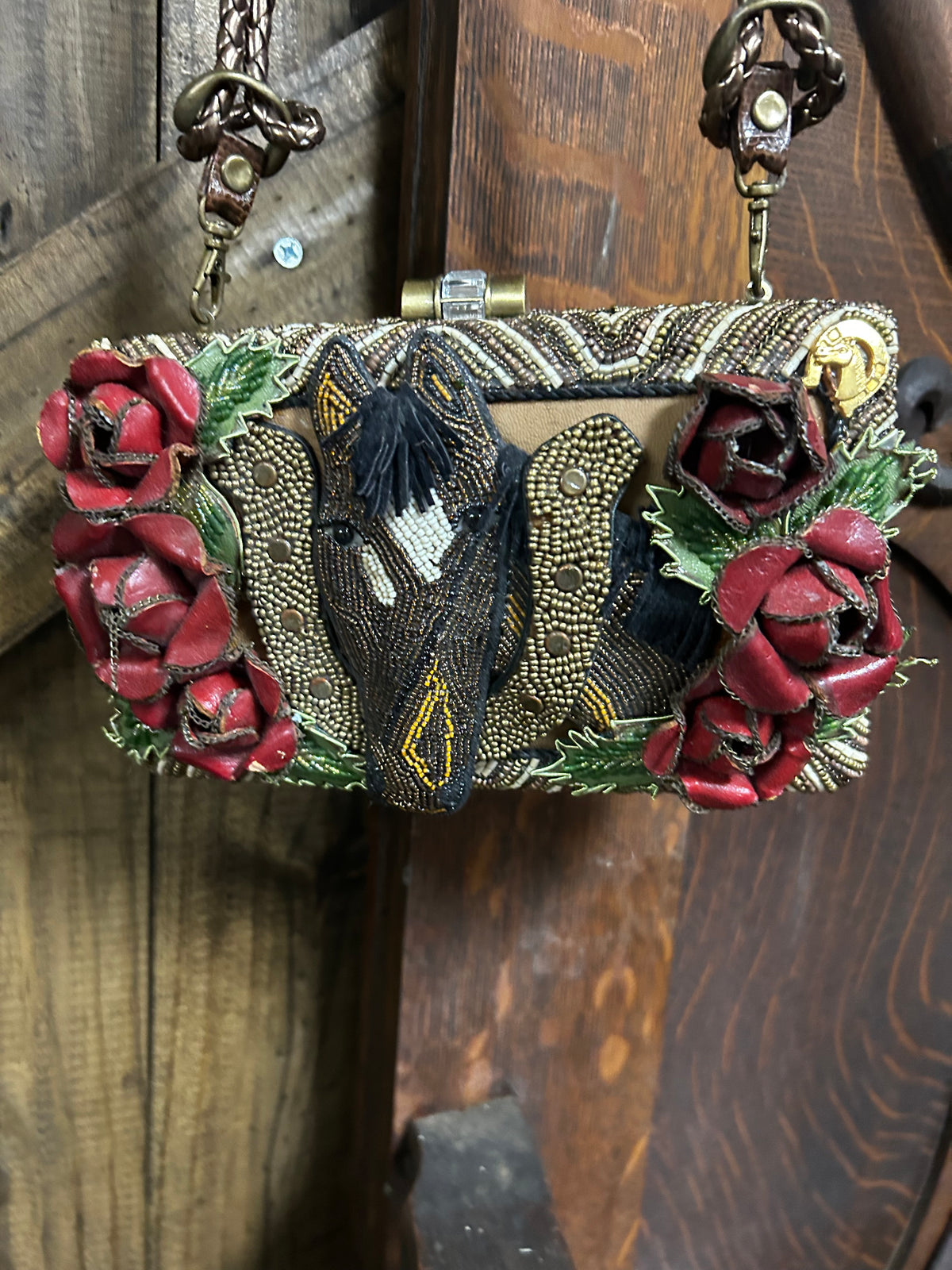 Mary Francis| Beaded Purse| Horse Head in HorseShoe