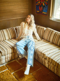 Blue Jeans| Washed Side Crochet Denim