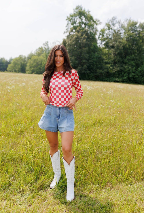 Mesh Top | Red Checkerboard | Mesh Top