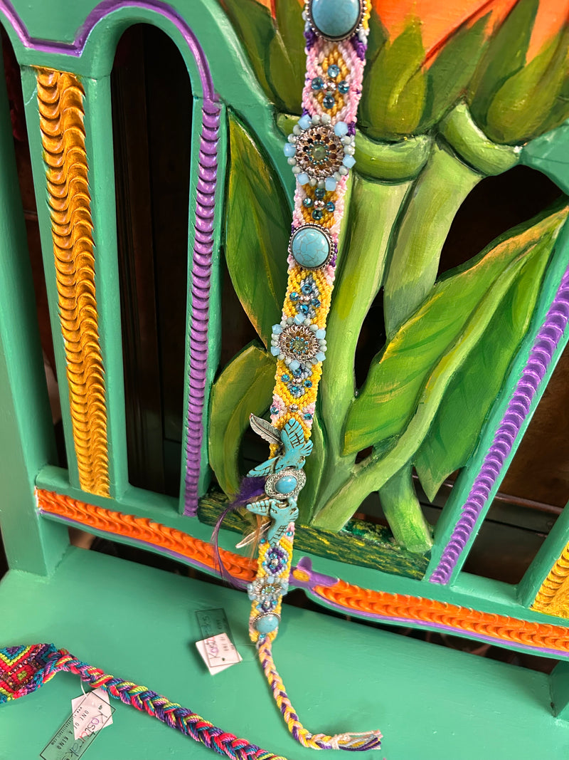 Hat Band| Beaded |Turquoise Eagles Yellow & Blue