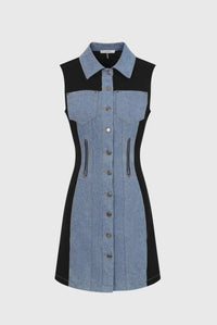 Denim Dress| Black Panel