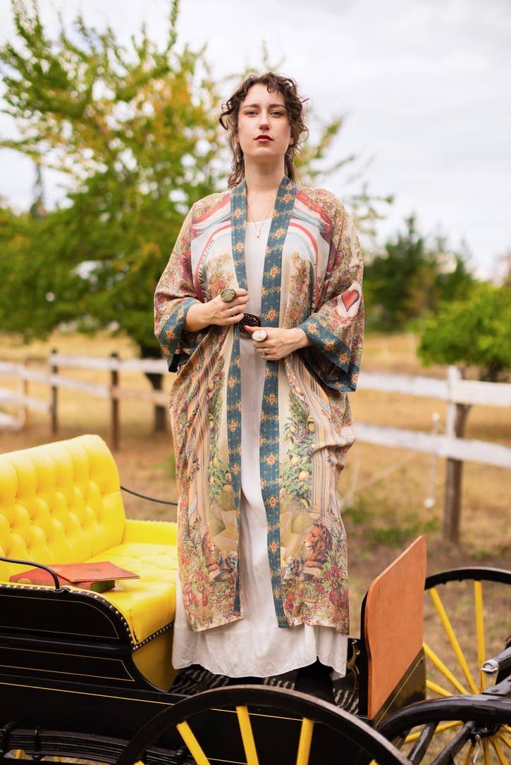 Kimono | Love Revolution Opera Duster Kimono Robe w/ horse & florals