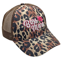 Ball Cap- Boss Mare |Mesh Back |Ponytail| High Bun| Hat| Cheetah
