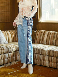 Blue Jeans| Washed Side Crochet Denim
