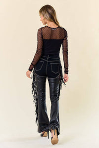 Ladies | Black | Denim | Chaps | Fringe