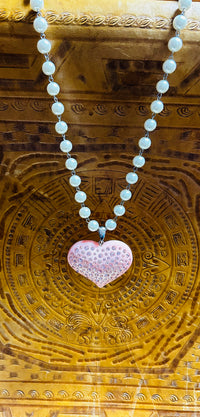 Faux Pearl Heart Necklace