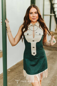 Dress| Jade Cream | Suede |Sleeveless Fringe Hem Dress