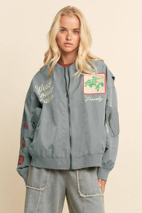 Jacket| WEST COAST RODEO |EMBROIDERED BOMBER |JACKET