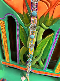 Hat Band| Beaded |Turquoise Eagles Yellow & Blue