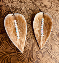 Cowhide Sparkle Earrings |Tan