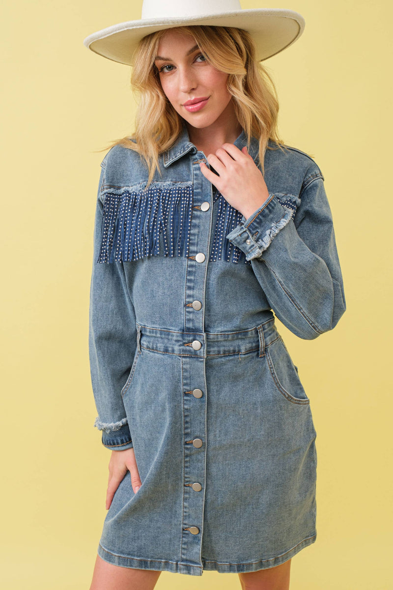 Fringe Western Denim Dress