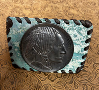 Belt Buckle| Indian head| Turquoise back