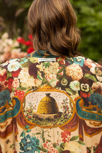 Kimono |Market of Stars| Stay Gold Opera Duster Kimono Robe w/ Rabbits Flowers & Bees