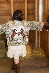 Kimono |Market of Stars |Born to Run Pixie Duster Crop Kimono w/ Horse & Flower Print