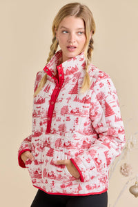 Jacket| Christmas Toile Printed |Quilted Jacket