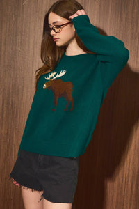 Sweater |Moose |Crew Neck |Oversized Knit Sweater