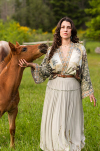 Kimono |Market of Stars |Born to Run Pixie Duster Crop Kimono w/ Horse & Flower Print