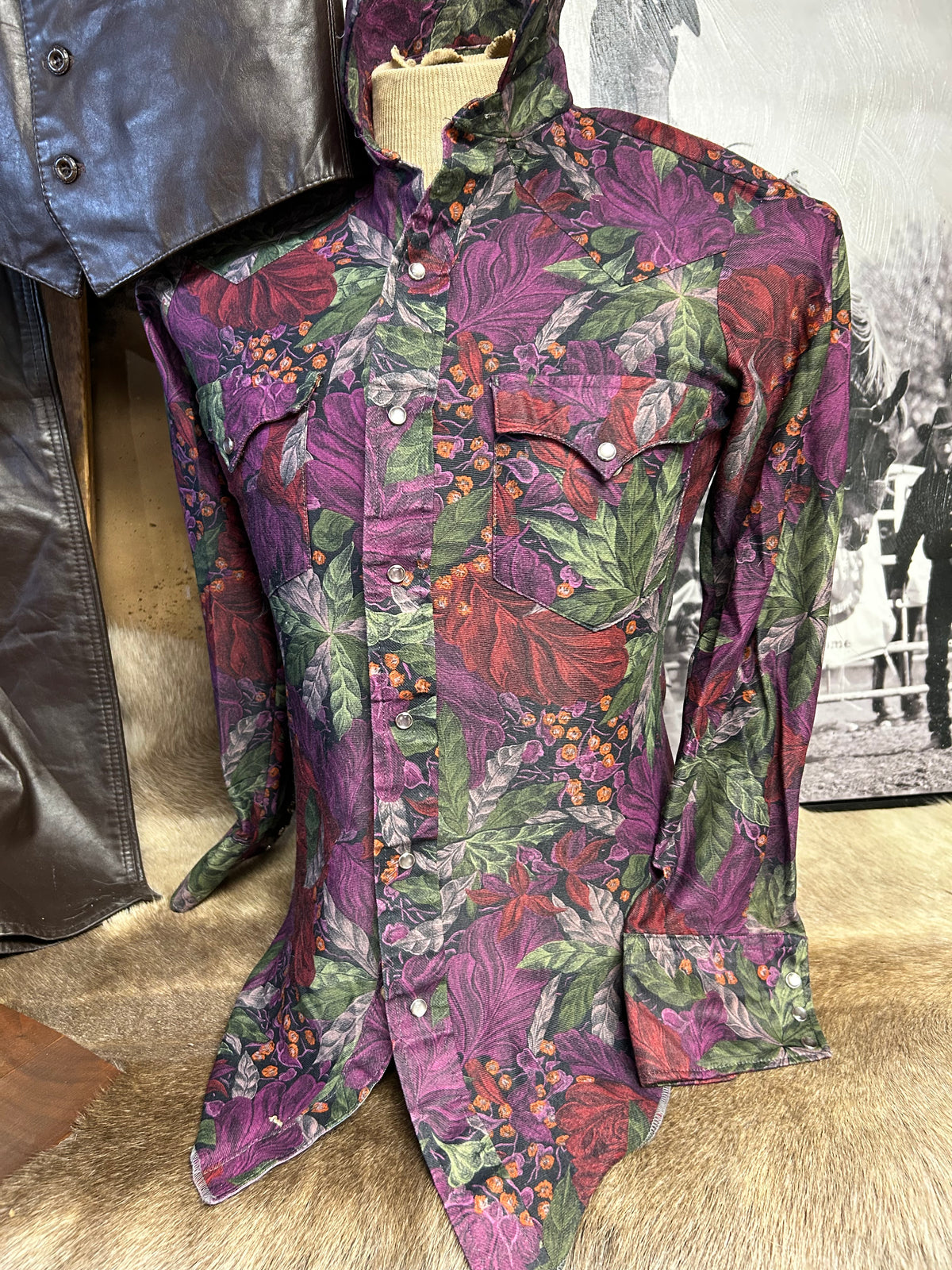 Vintage Western Shirt| floral | pearl snap