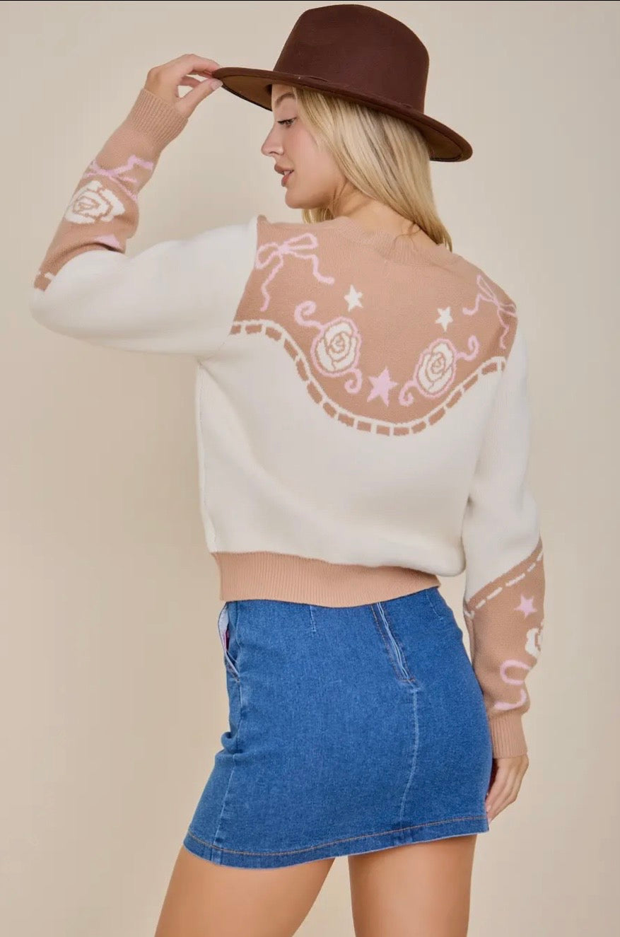 Sweater | Western | Roses & Bows