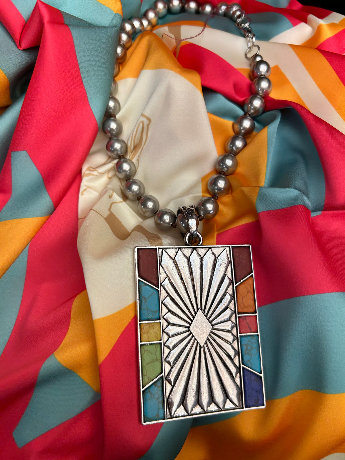 Necklace| Square Multi Colored