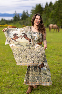 Scarf| Market of Stars |- Born To Run Scarf with Wild Horse & Floral Print