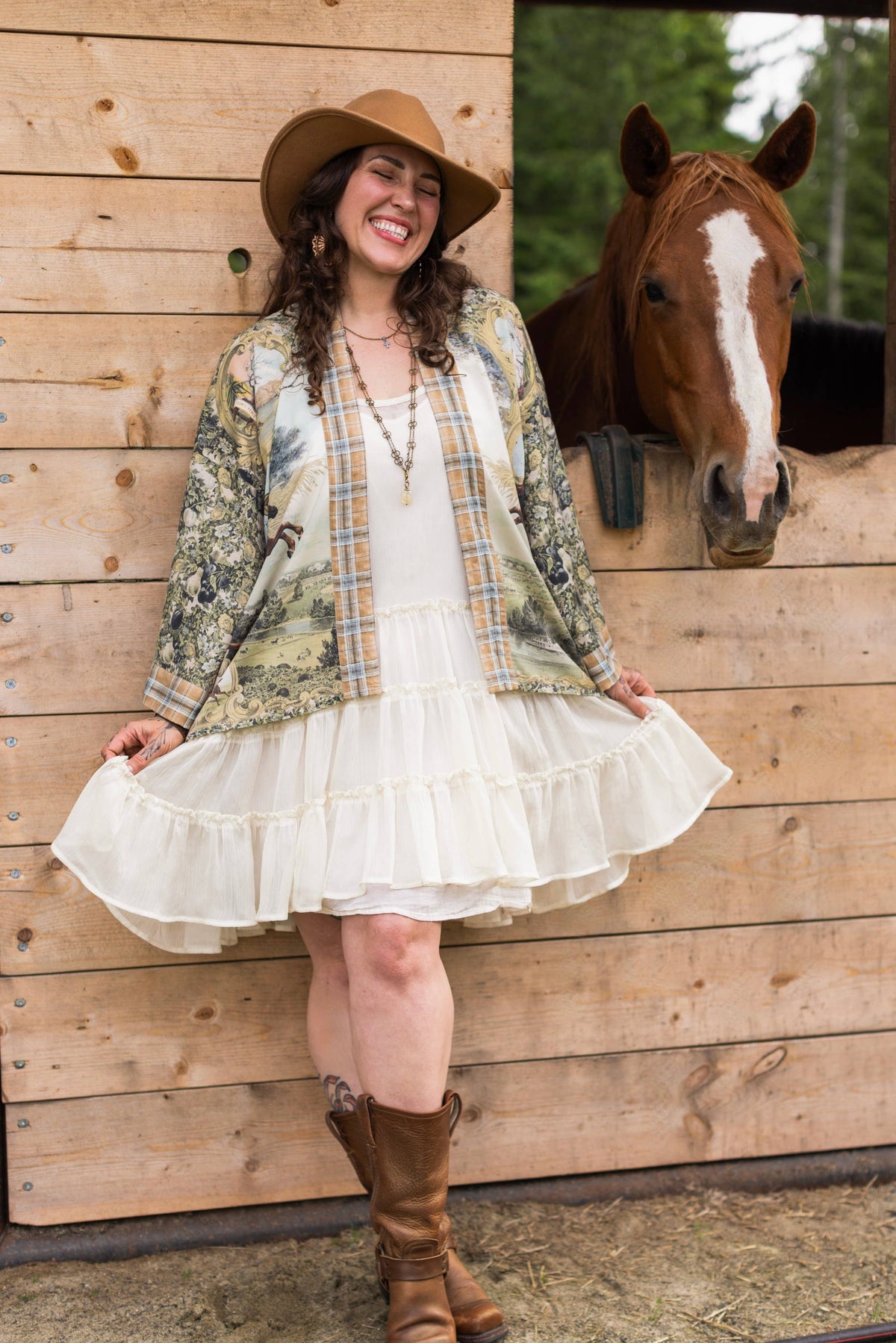 Kimono |Market of Stars |Born to Run Pixie Duster Crop Kimono w/ Horse & Flower Print