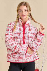 Jacket| Christmas Toile Printed |Quilted Jacket