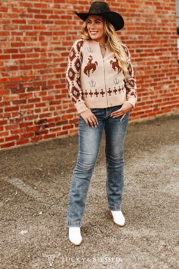 Sweater| Kickin Bronco |Knit Zip-up