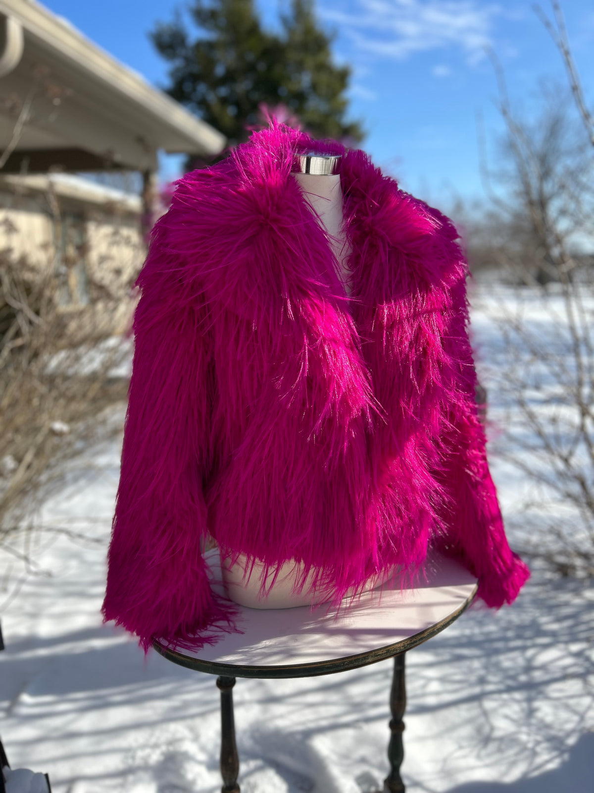 Ladies Coat| Fushia| Faux Fur