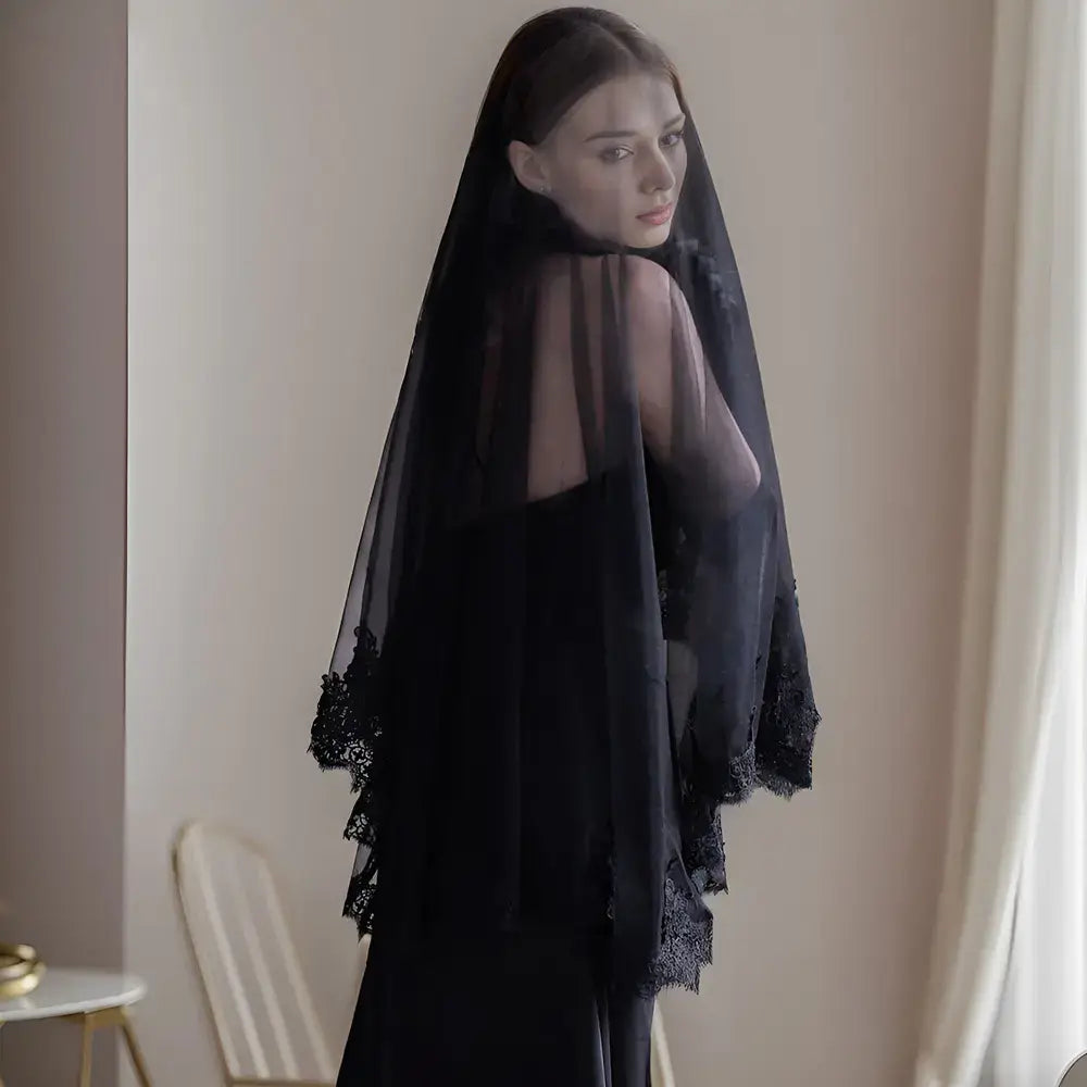 Veil| Gothic |Halloween |Black Lace Bridal Veil