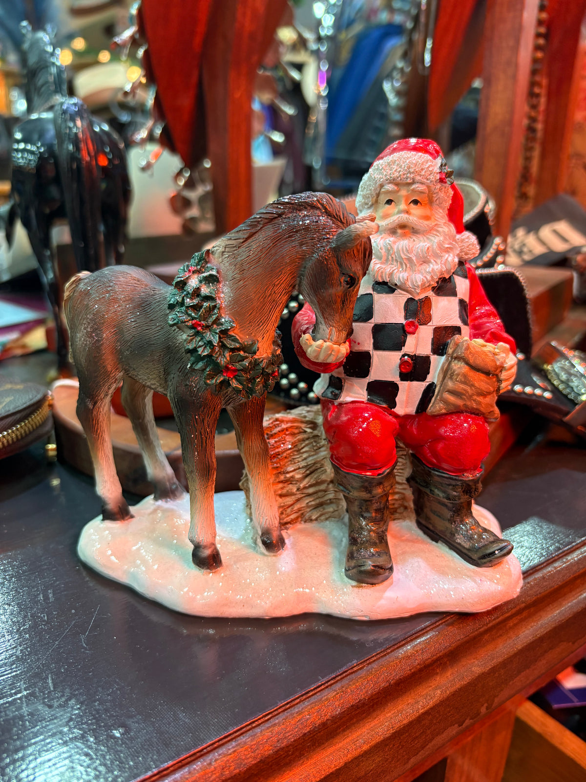 Santa feeding Horse Decoration
