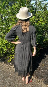 Charcoal V Neck Sheared Dress