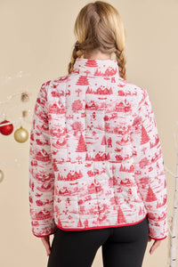 Jacket| Christmas Toile Printed |Quilted Jacket