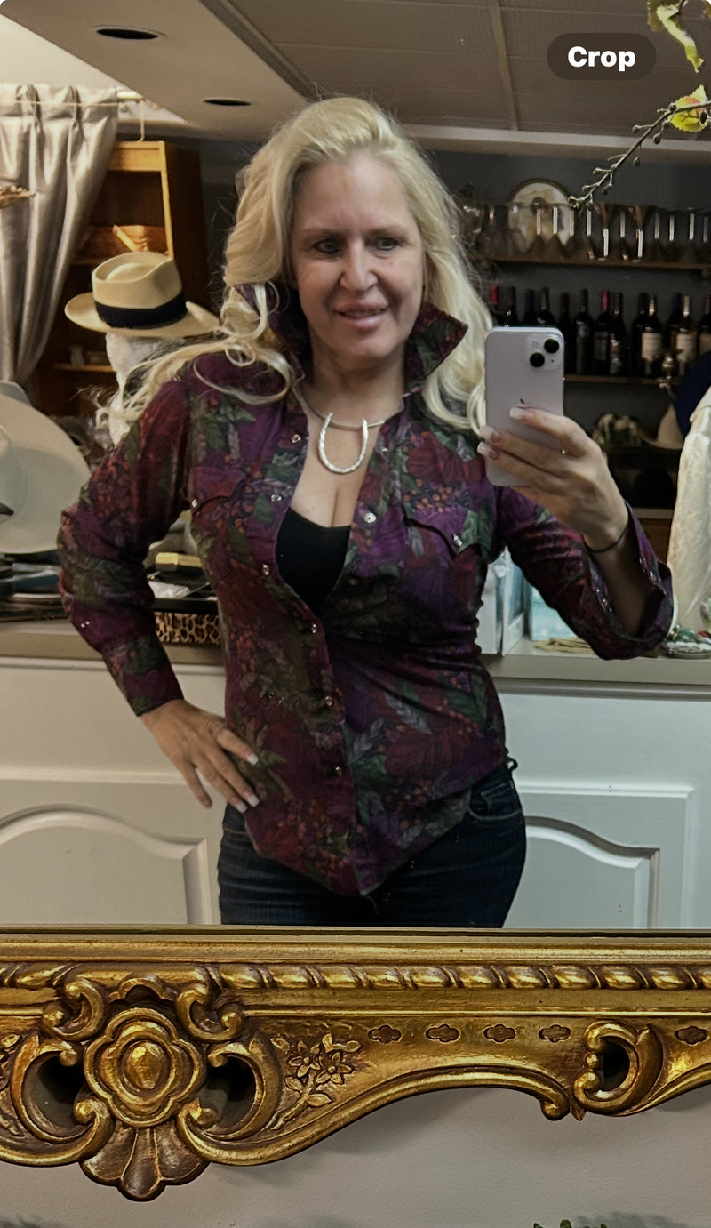 Vintage Western Shirt| floral | pearl snap
