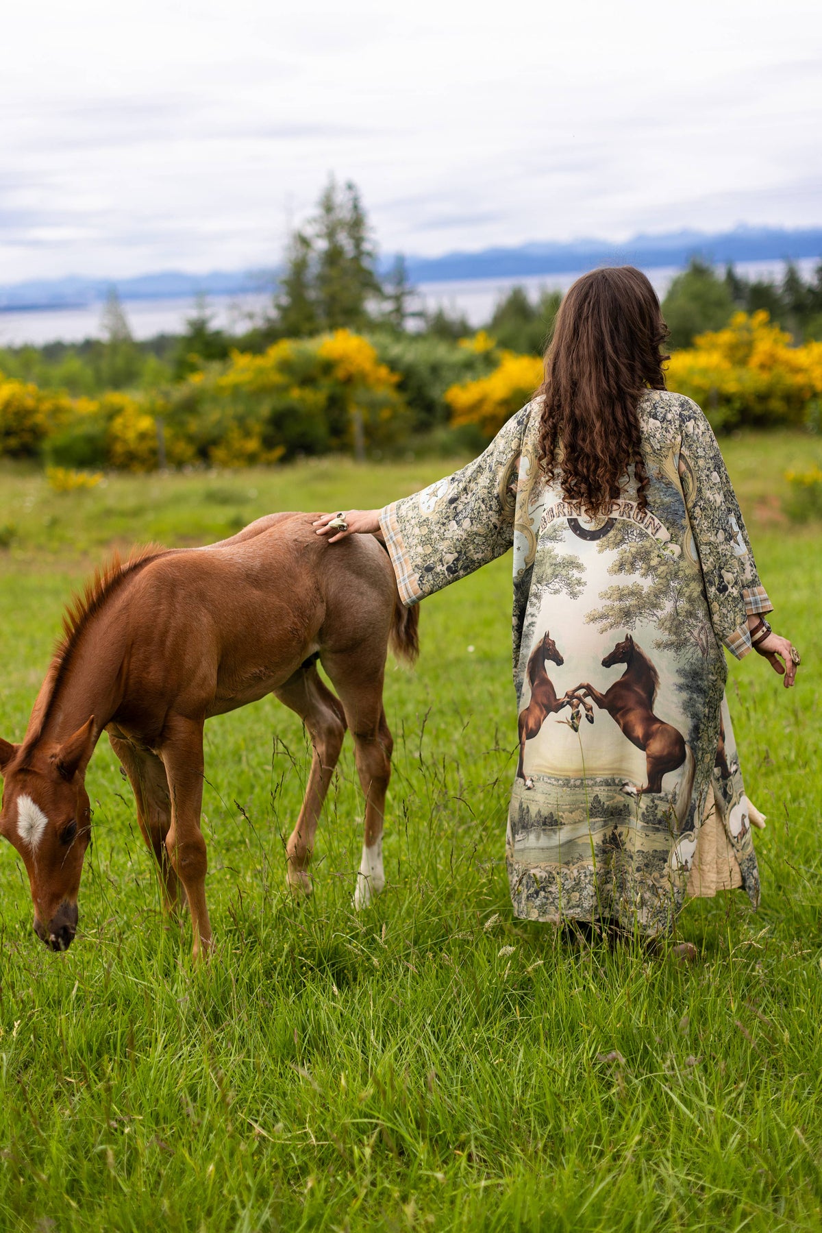Kimono |Market of Stars |Born to Run Opera Duster Kimono Robe w/ Horse & Flower Print