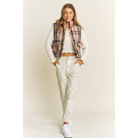 Vest | CROP| PLAID |HIGH NECK |PUFFER VEST